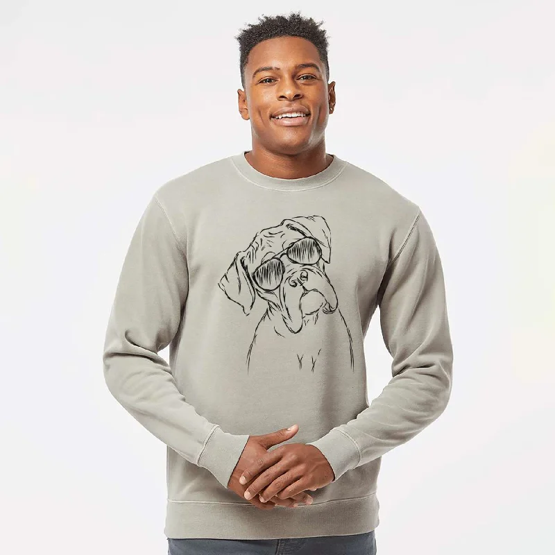 Aviator Cooper the Boxer - Unisex Pigment Dyed Crew Sweatshirt Hoodie with Hidden Zipper Minimalist Clean