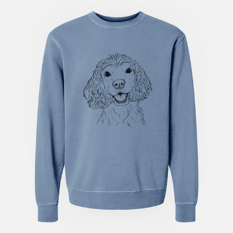 Bare Cricket the American Cocker Spaniel - Unisex Pigment Dyed Crew Sweatshirt Zip Hoodie Drawstring Kangaroo Pocket