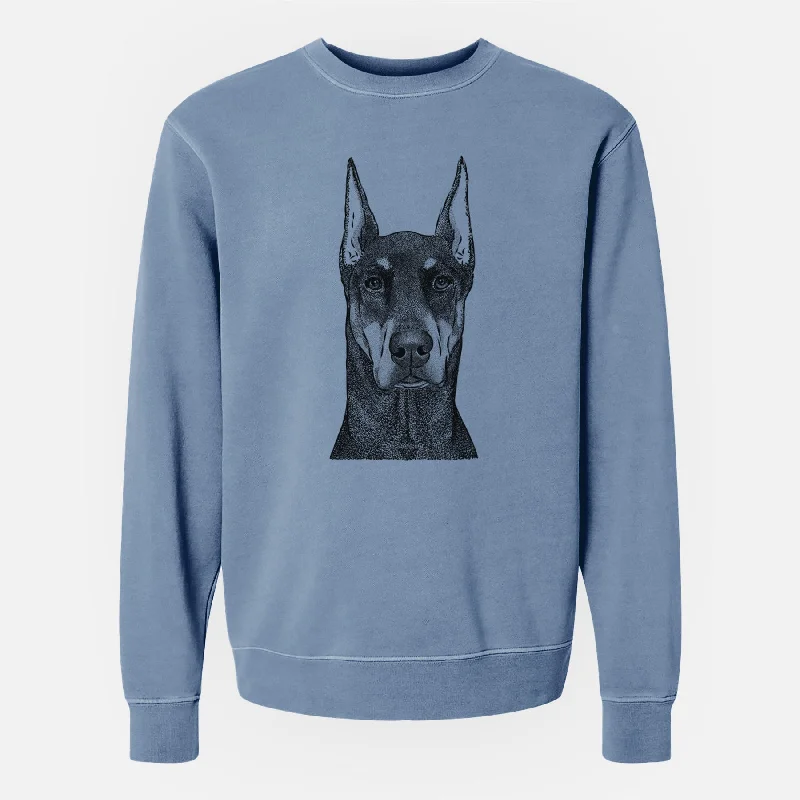 Bare Drake the Doberman Pinscher - Unisex Pigment Dyed Crew Sweatshirt Hoodie with Ribbed Neckline Snug Warm