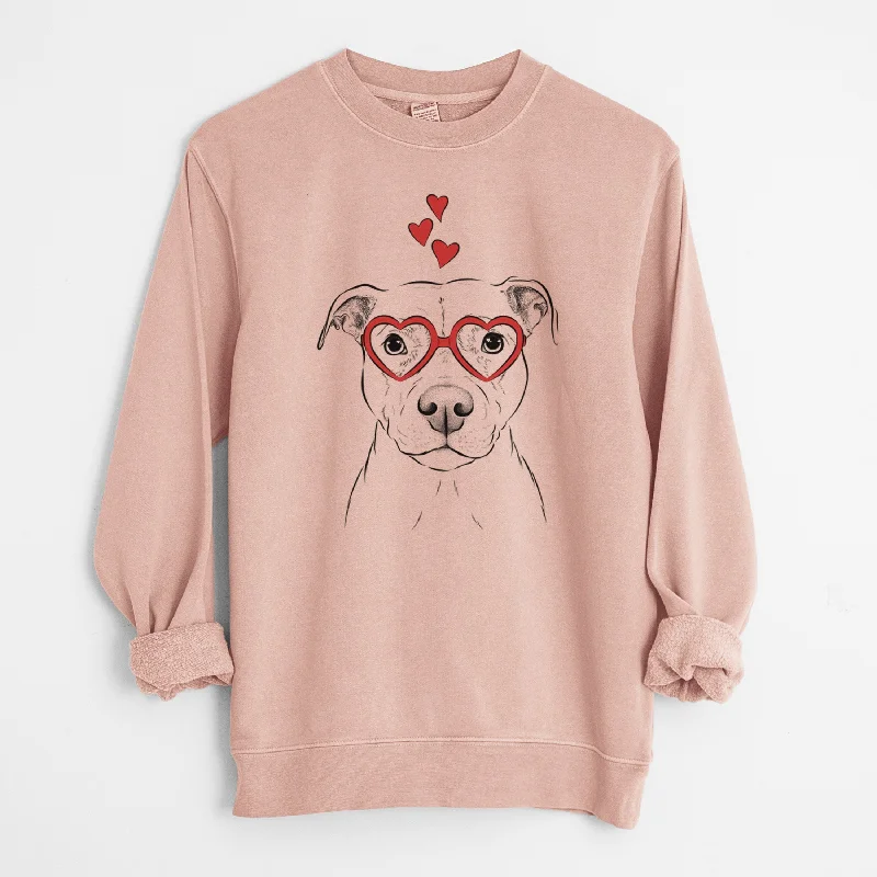 Valentine Khaleesi the Pitbull - Unisex Pigment Dyed Crew Sweatshirt Hoodie with Neon Bright Vibrant