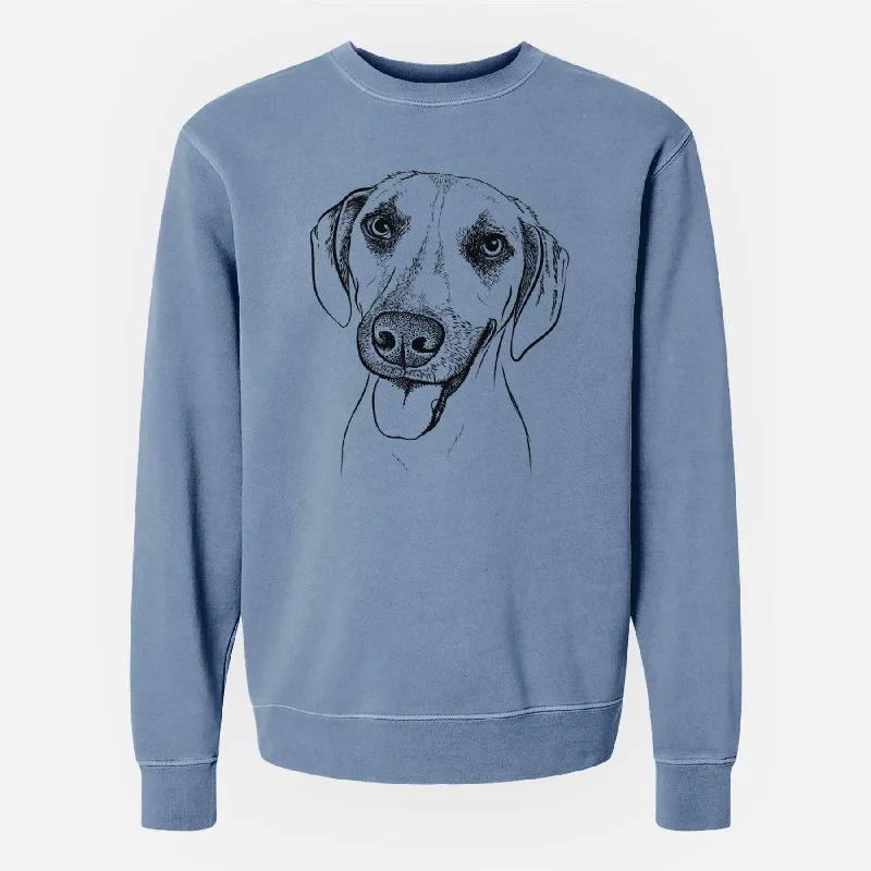 Bare Malia the American Foxhound Mix - Unisex Pigment Dyed Crew Sweatshirt Hoodie with Bell Sleeves Flared Feminine