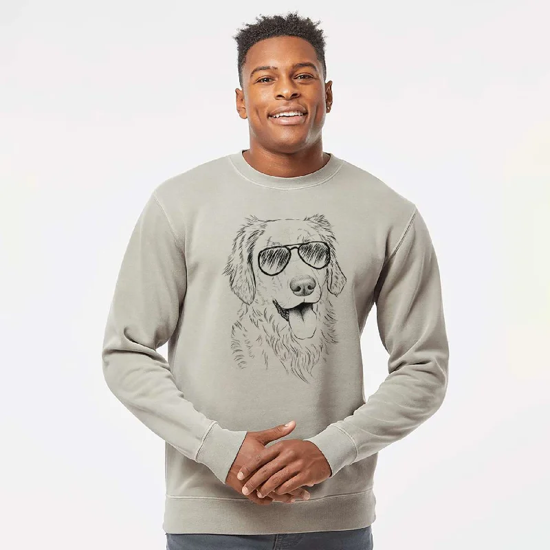 Aviator Semba the Golden Retriever - Unisex Pigment Dyed Crew Sweatshirt Hoodie with Logo Branding Identity