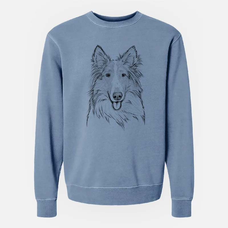 Bare Conrad the Rough Collie - Unisex Pigment Dyed Crew Sweatshirt Hoodie with Half-Zip Sporty Casual