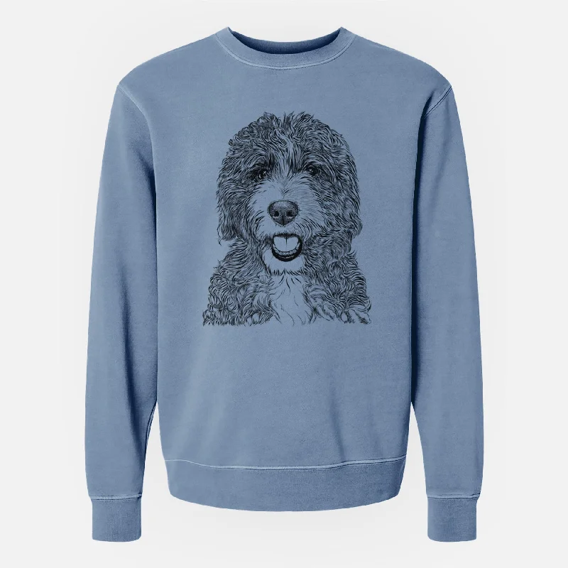 Bare Bash the Bernedoodle - Unisex Pigment Dyed Crew Sweatshirt Hoodie with Hood Adjustable Protection
