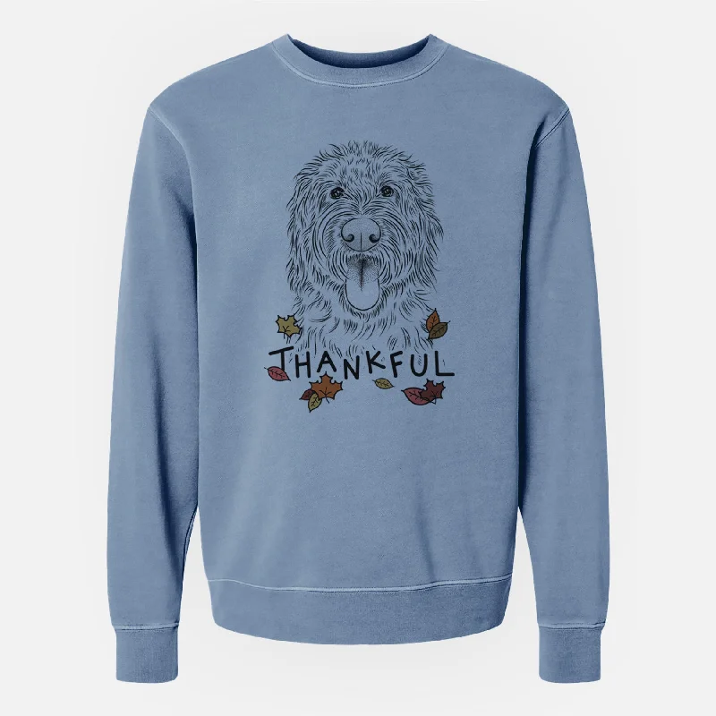 Thankful Bennett the Doodle - Unisex Pigment Dyed Crew Sweatshirt Hoodie with Slit Hem Functional Movement
