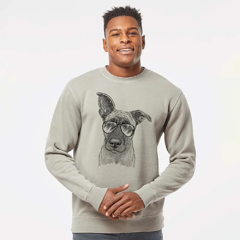 Aviator Zoey the Mixed Breed - Unisex Pigment Dyed Crew Sweatshirt Hoodie with Raglan Sleeves Sporty Comfortable