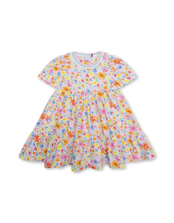 White Doozle Toddg Waterly Flower Print Dress Tunics Versatile functional