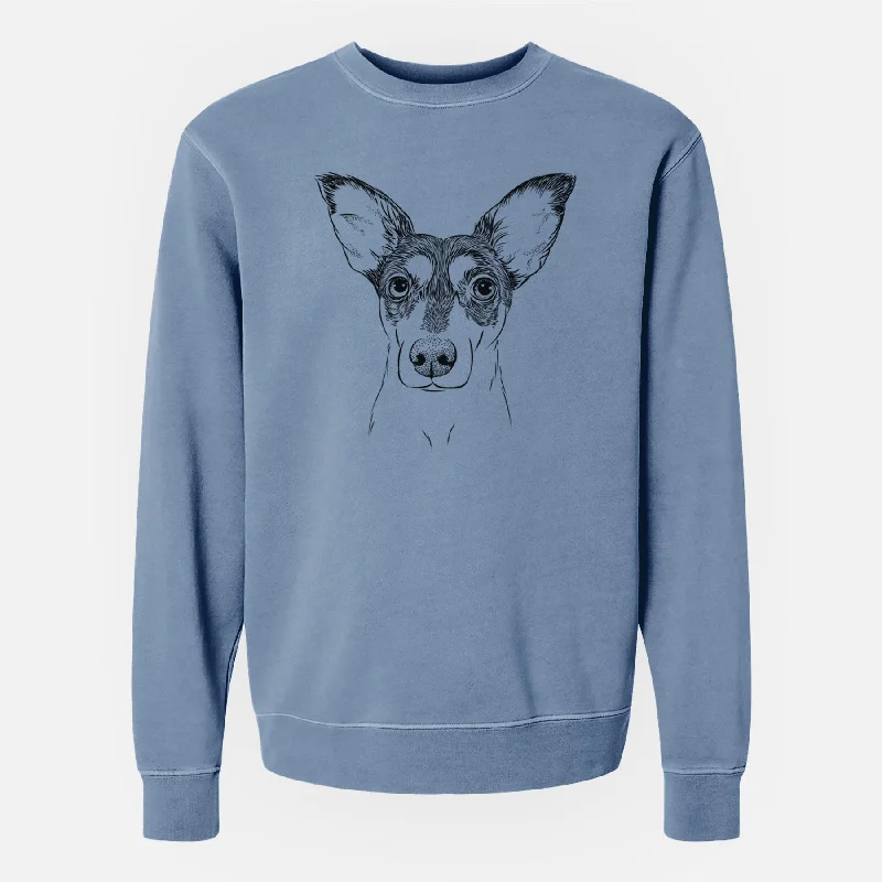 Bare Chloe the Doxie Mix - Unisex Pigment Dyed Crew Sweatshirt Cotton Hoodie Fleece Lining Warmth