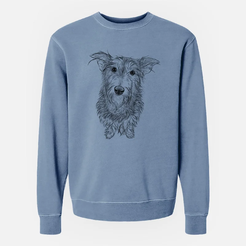 Bare Frida Doggo the Rescue Terrier Mix - Unisex Pigment Dyed Crew Sweatshirt Hoodie with Toggle Buttons Decorative Unique