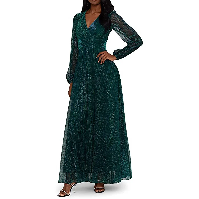 Womens Metallic Crinkled Evening Dress Tunics Cozy soft
