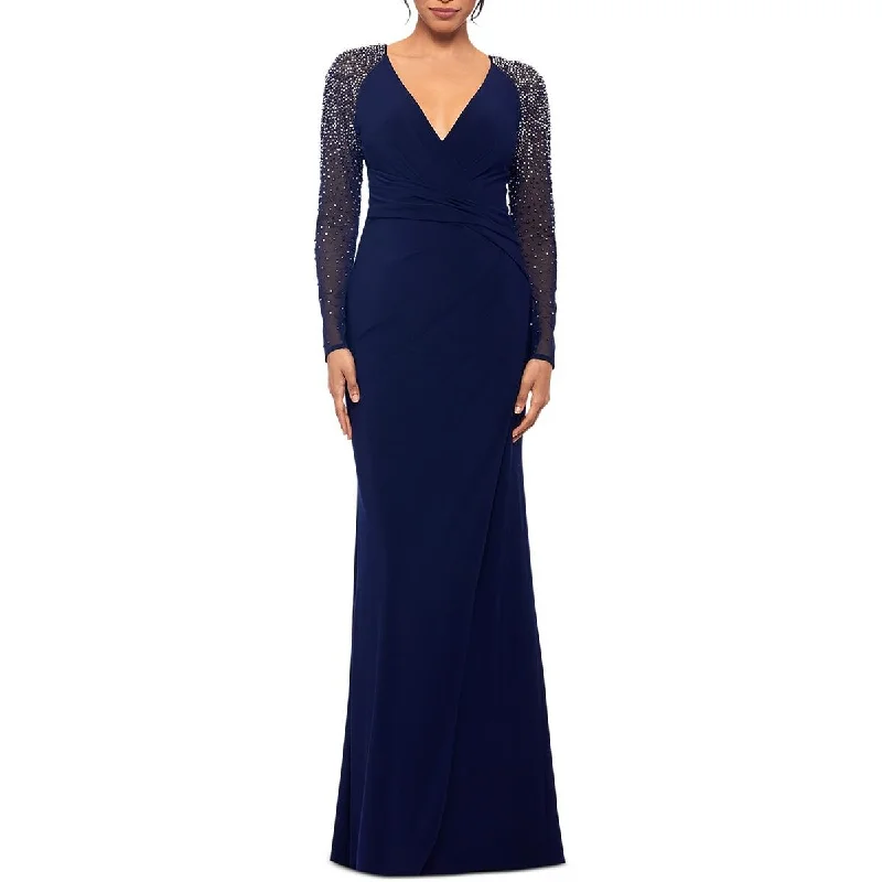 Womens Beaded Polyester Evening Dress Tunics Velvet soft