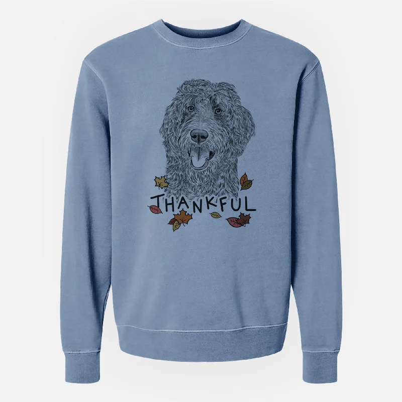 Thankful Murr Dog the Labradoodle - Unisex Pigment Dyed Crew Sweatshirt Hoodie with Neon Bright Vibrant