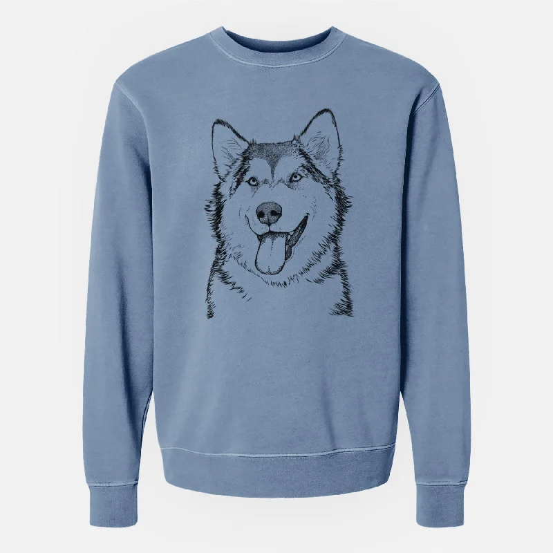 Bare Kaskae the Alaskan Malamute - Unisex Pigment Dyed Crew Sweatshirt Hoodie with Hem Ribbing Snug Secure