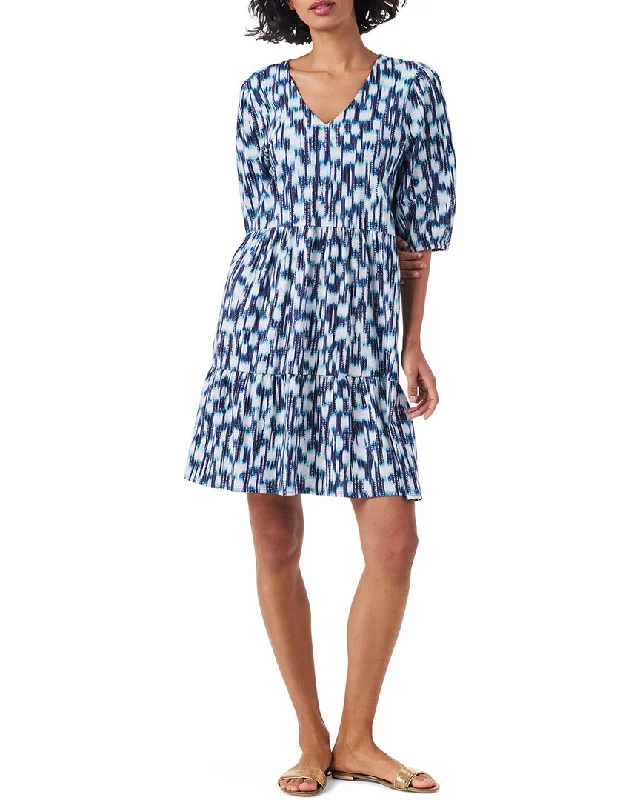 Nic+Zoe Hazy Blues Elbow Sleeve V-Neck Dress Tunics Trendy modern