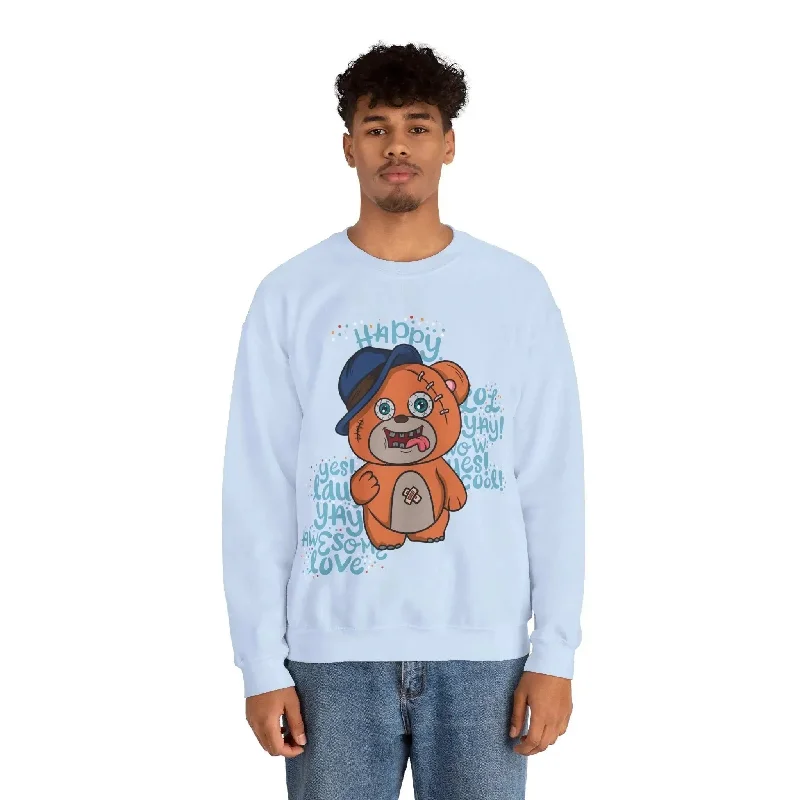 Happy Bear Unisex Heavy Blend™ Crewneck Sweatshirt Hoodie with Cropped Fit Short Trendy