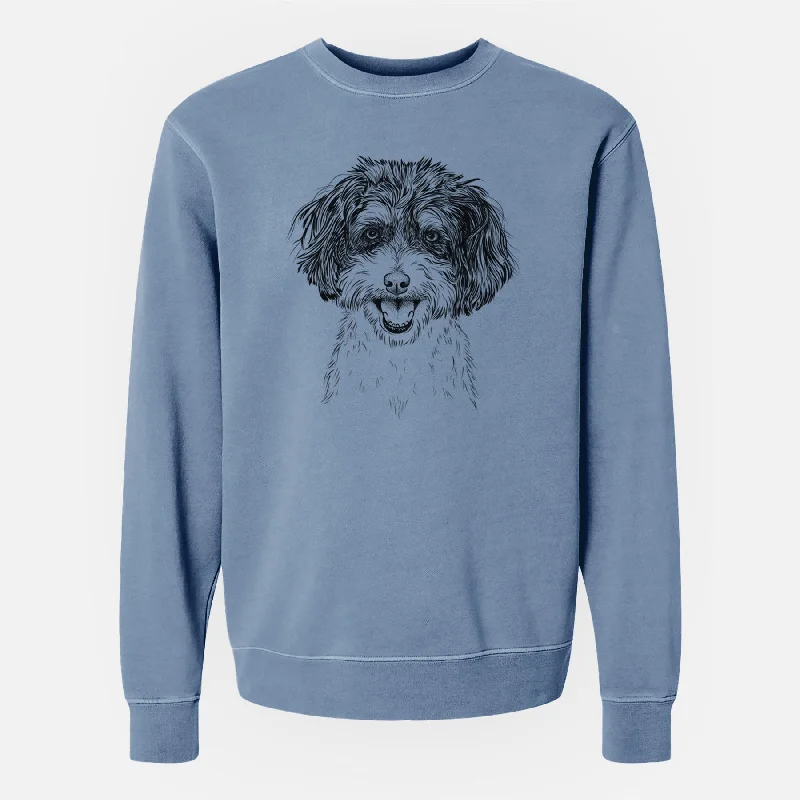 Bare Carlos the Cavapoo - Unisex Pigment Dyed Crew Sweatshirt Hoodie with Pattern Geometric Abstract