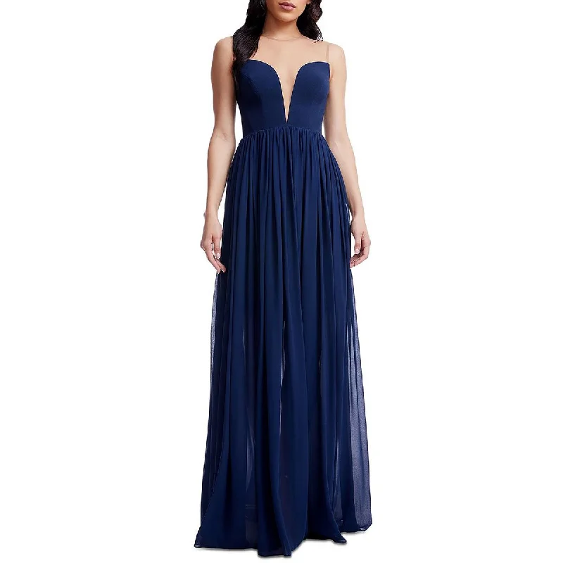 Womens Illusion Polyester Evening Dress Cowl Neckline Elegant