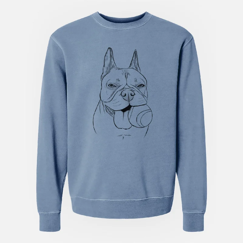 Bare Happy Franco the French Bulldog - Unisex Pigment Dyed Crew Sweatshirt Hoodie with Print Artistic Unique