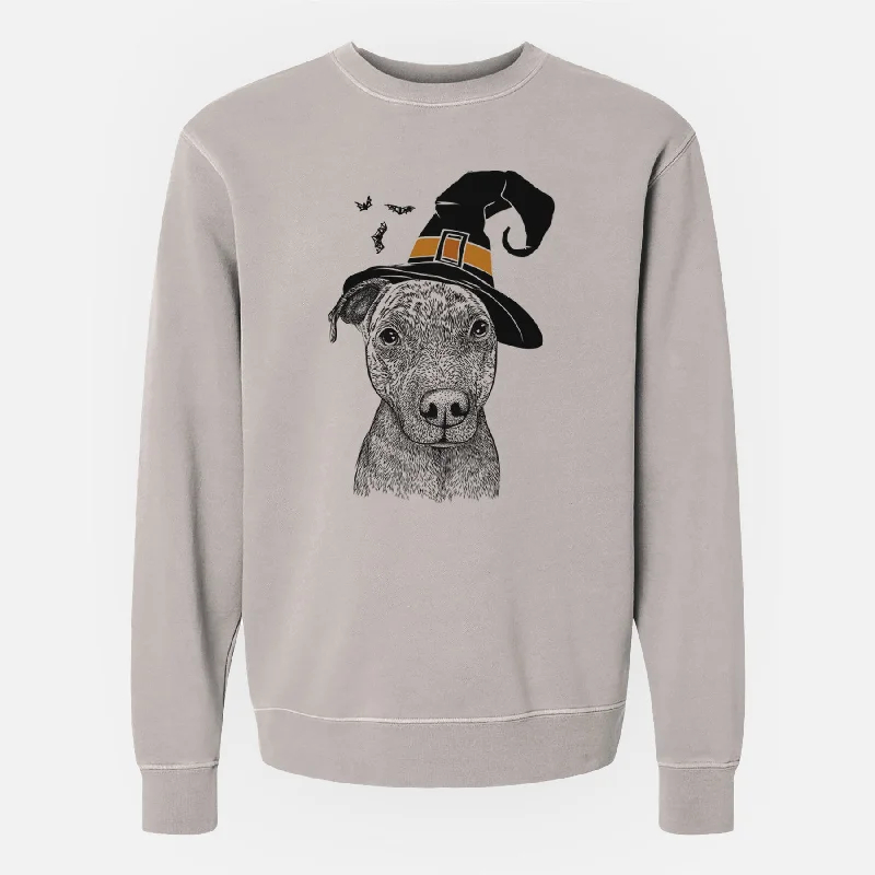 Witch Reeses the Pitbull - Unisex Pigment Dyed Crew Sweatshirt Hoodie with Reflective Safety Nightwear