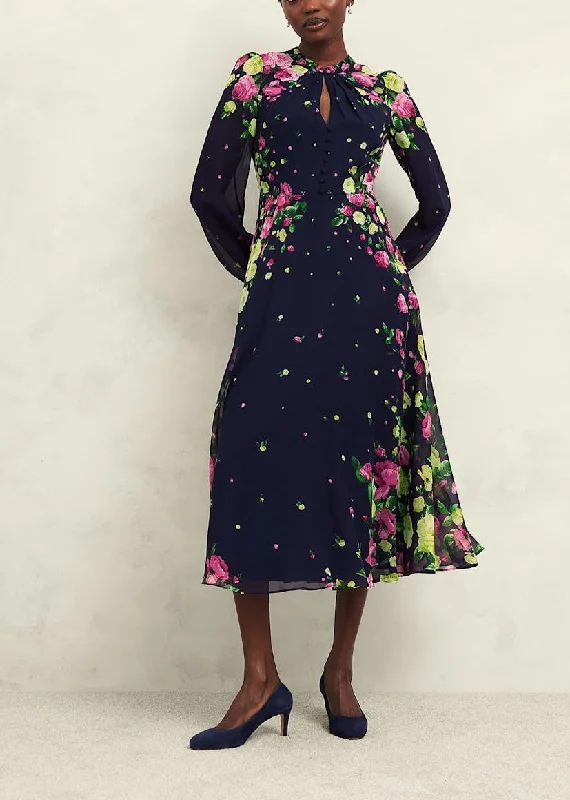 Petite Eva Silk Dress 0224/5458/3793l04 Navy-Multi Tunics Favorite customer