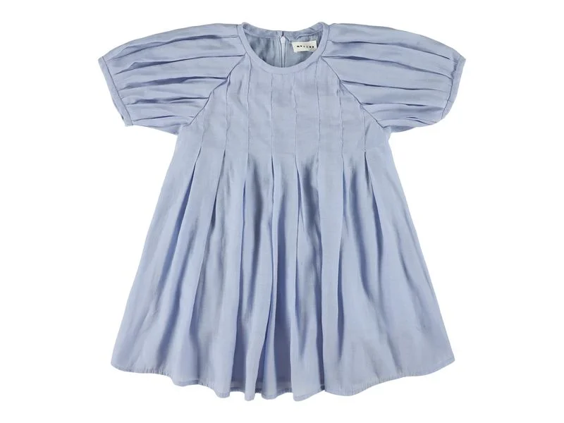 Blue West Pleated Long Dress Tunics Sophisticated sleek