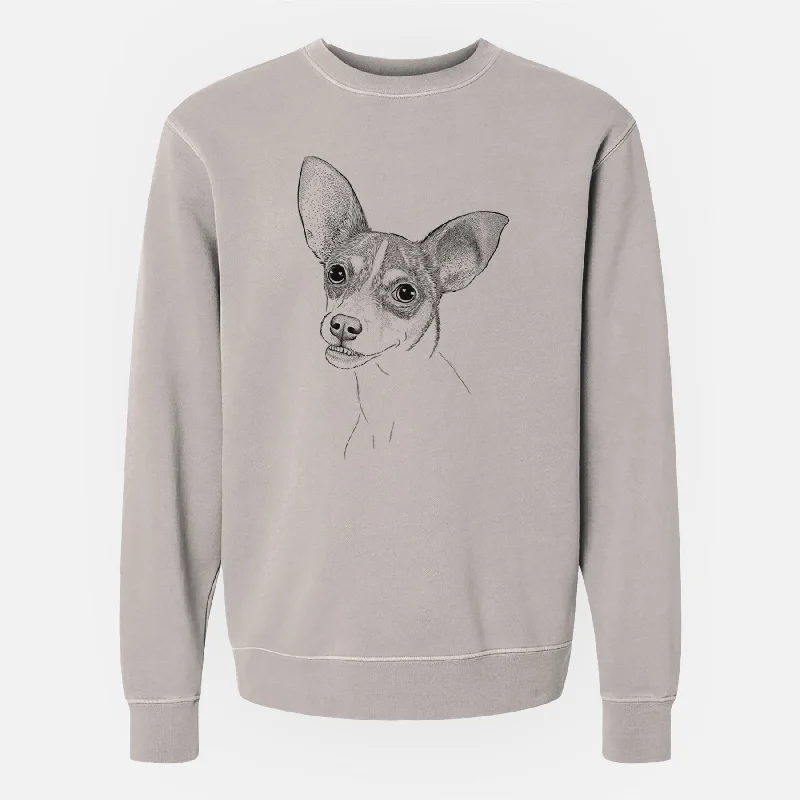 Bare Kailani the Chihuahua Mix - Unisex Pigment Dyed Crew Sweatshirt Hoodie with Drawcord Adjustable Secure