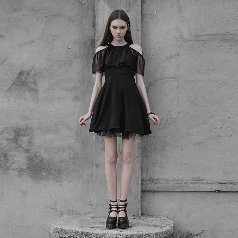 Women's Cape Sleeved Punk Dress A-Line Day Work