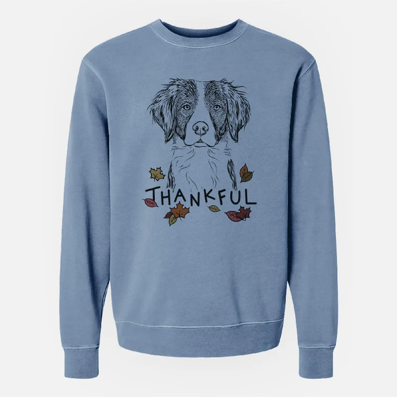 Thankful Remi the Brittany - Unisex Pigment Dyed Crew Sweatshirt Hoodie with Zipper Versatile Modern
