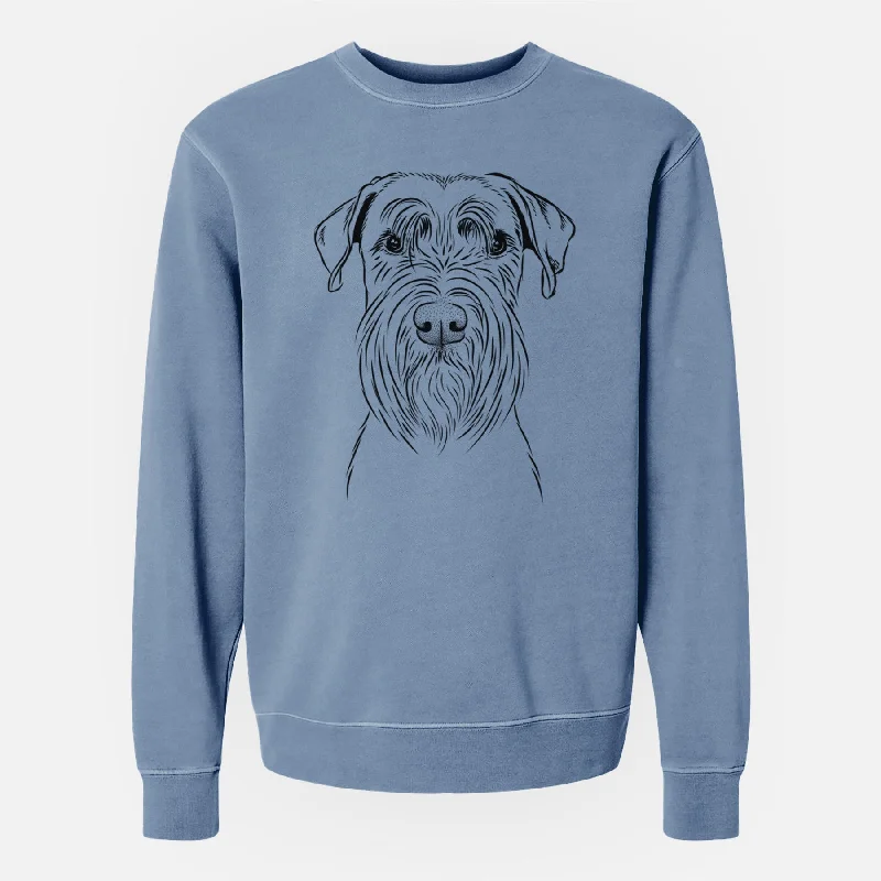 Bare Milton the Schnauzer - Unisex Pigment Dyed Crew Sweatshirt Hoodie with Raw Hem Edgy Unfinished