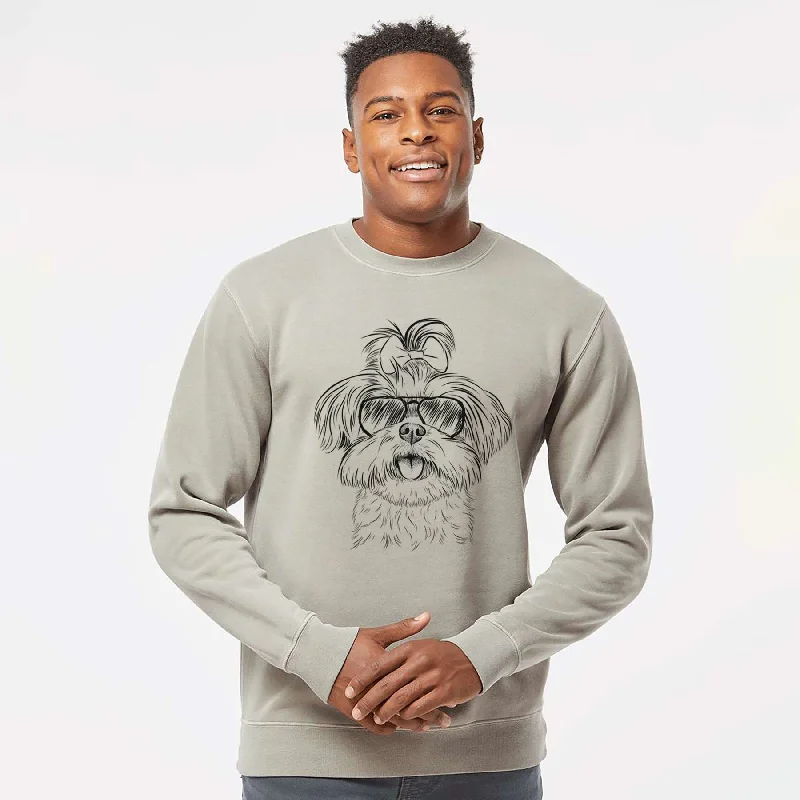 Aviator Pebbles the Shorkie - Unisex Pigment Dyed Crew Sweatshirt Cotton Hoodie Fleece Lining Warmth