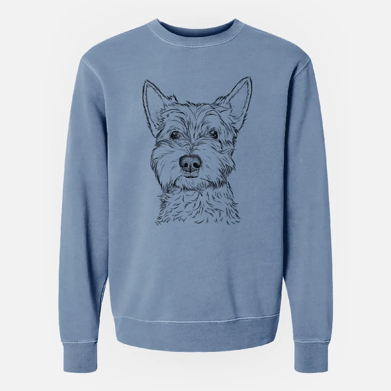 Bare Grizel the West Highland Terrier - Unisex Pigment Dyed Crew Sweatshirt Hoodie with Ribbed Cuffs Snug Fit Comfort