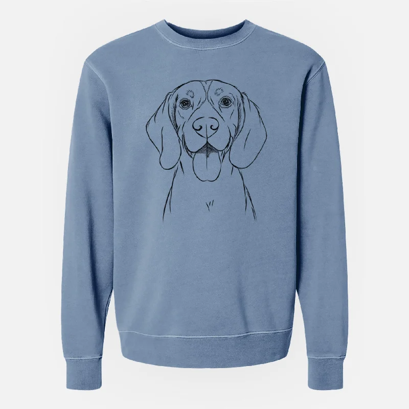 Bare Bogie the Beagle - Unisex Pigment Dyed Crew Sweatshirt Hoodie with Hem Raw Edge Edgy Unfinished