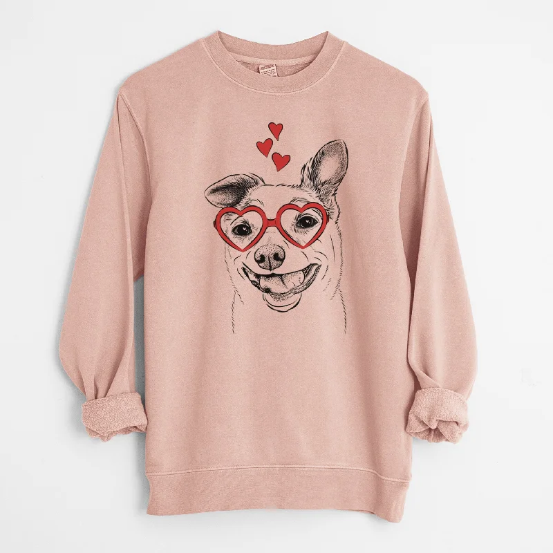 Valentine Mortimer the Mixed Breed - Unisex Pigment Dyed Crew Sweatshirt Hoodie with Typography Text Message