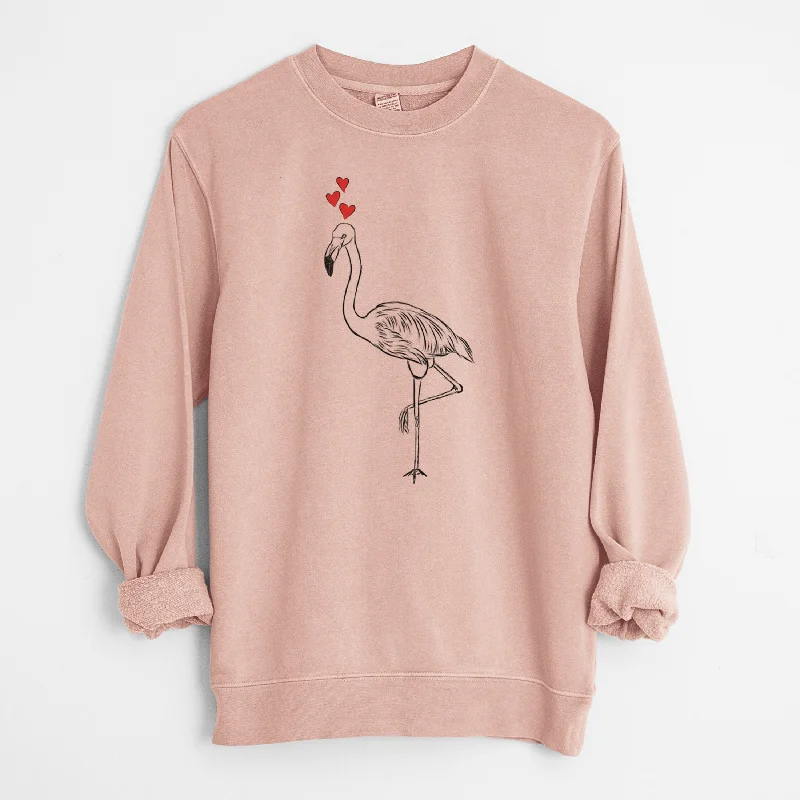 Valentine Mango the Flamingo - Unisex Pigment Dyed Crew Sweatshirt Hoodie with Set-In Sleeves Structured Classic