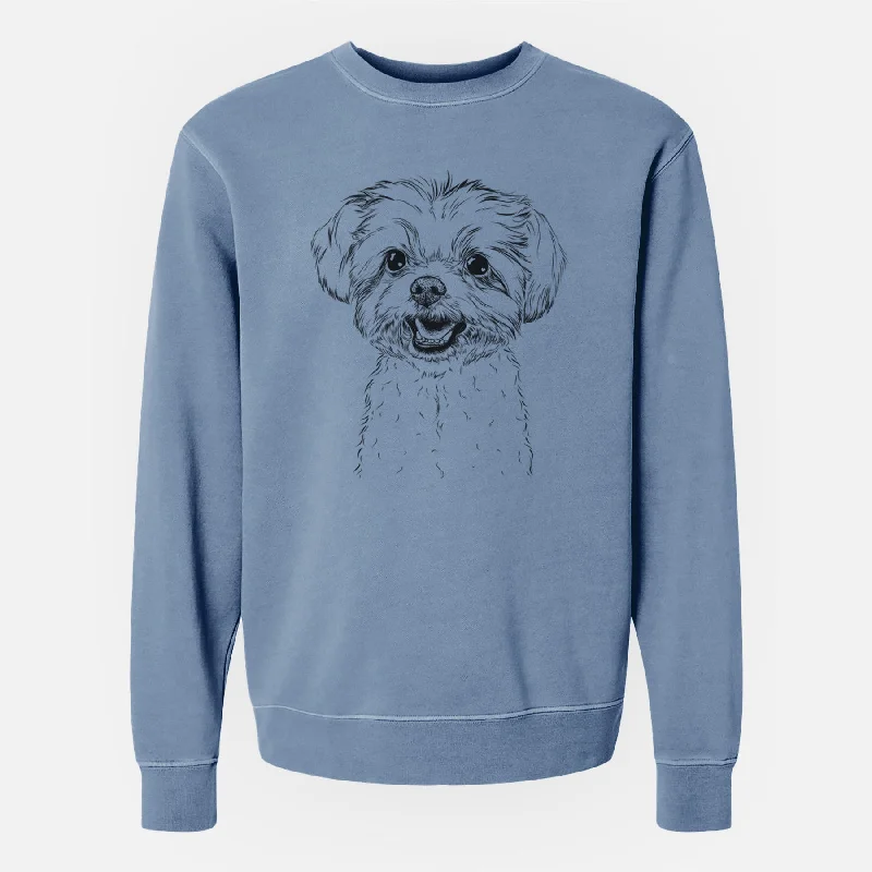 Bare Aspen the Morkie - Unisex Pigment Dyed Crew Sweatshirt Hoodie with Ribbed Hem Stretchable Secure