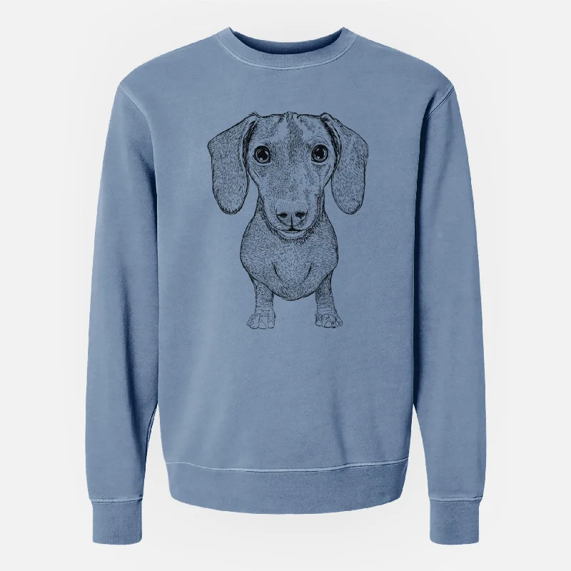 Bare Ernie the Mini Dachshund - Unisex Pigment Dyed Crew Sweatshirt Hoodie with Mesh Breathable Sporty