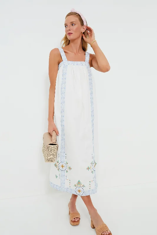Mosaic Embroidery Sailor Dress Tunics Plaid country