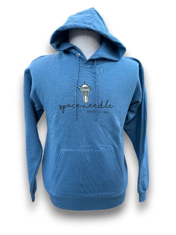 Space Needle Stamp Hoodie Hoodie with Set-In Sleeves Structured Classic