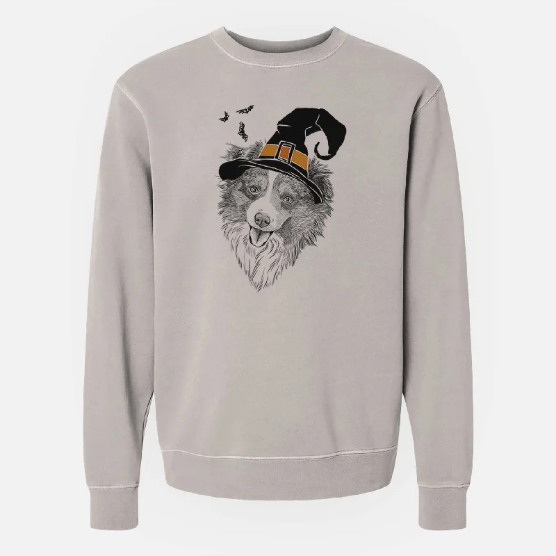Witch Doc the Mini Aussie - Unisex Pigment Dyed Crew Sweatshirt Hoodie with Button Placket Classic Preppy
