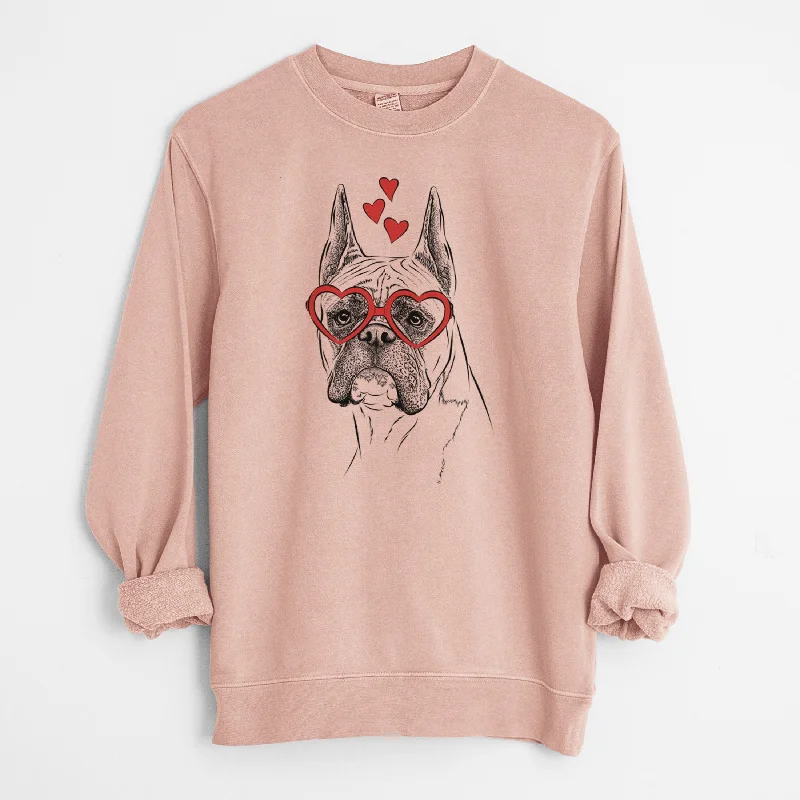 Valentine Ezra the Boxer - Unisex Pigment Dyed Crew Sweatshirt Hoodie with Contrast Stitching Detailed Premium