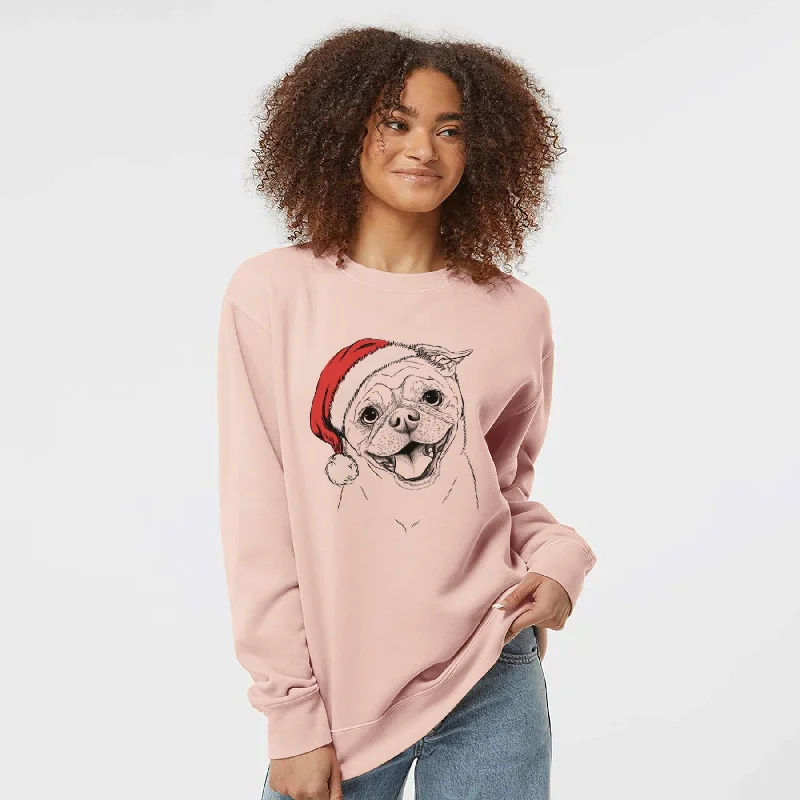 Santa Riley the Chug - Unisex Pigment Dyed Crew Sweatshirt Hoodie with Tie-Dye Psychedelic Retro