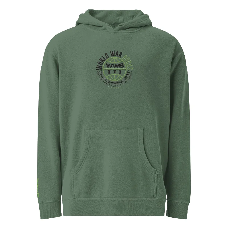 EVER GREEN TRIATHLON WARBUCKS EMBROIDERY HOODIE Hoodie with Hem Elastic Stretchable Comfortable