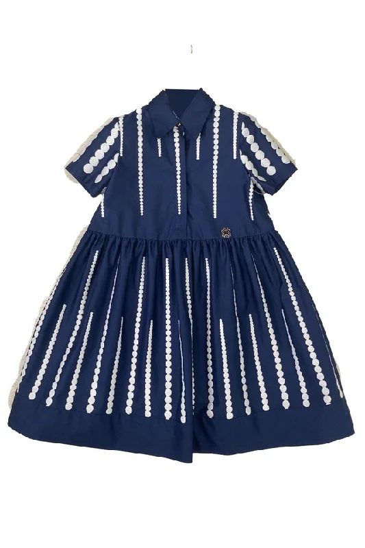 Dark Blue Embroidered Dress Tunics Plaid country