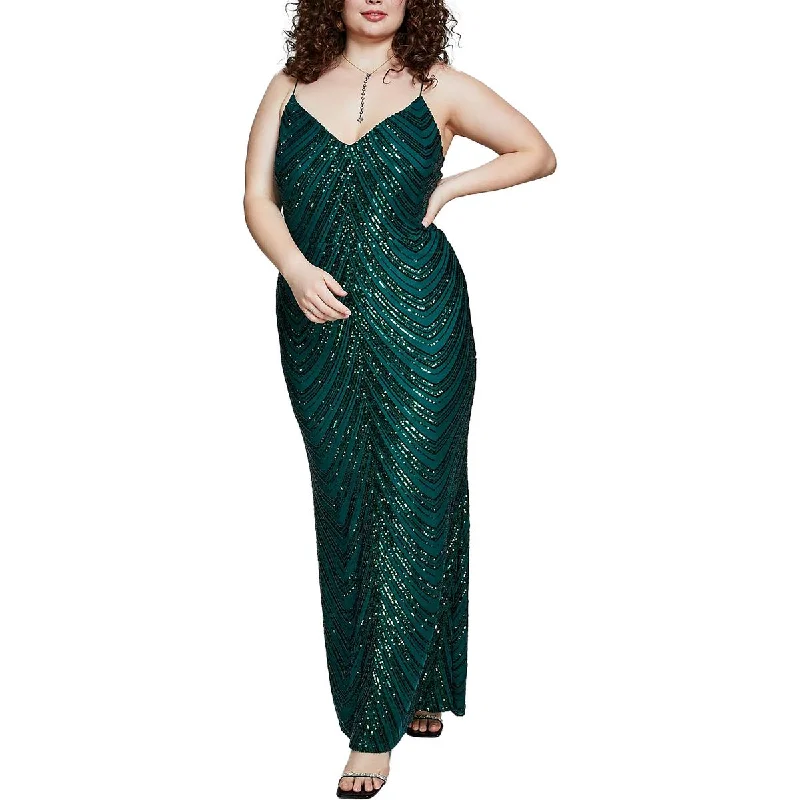 B. Darlin Womens Plus Sequined Maxi Evening Dress Tunics Velvet soft