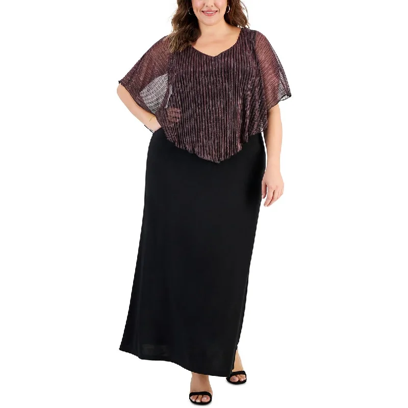 Plus Womens Drapey Jersey Evening Dress Tunics Luxurious high-end