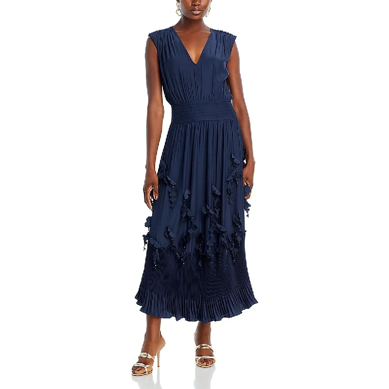 Ramy Brook Womens Pleated Rosette Sheath Dress Tunics Prom sequined