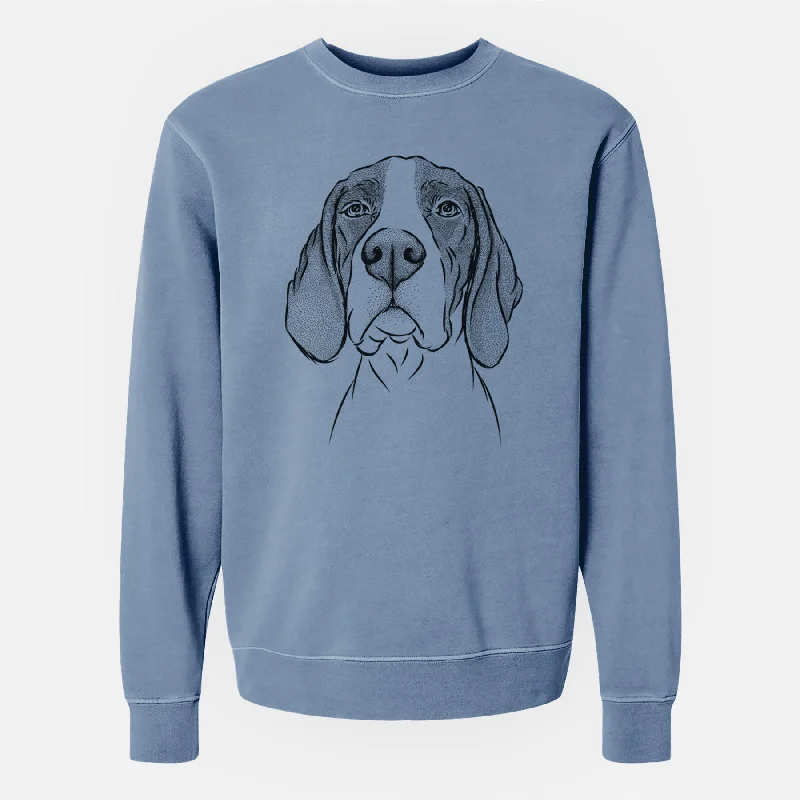 Bare Liam the English Pointer - Unisex Pigment Dyed Crew Sweatshirt Hoodie with Exposed Zipper Edgy Industrial
