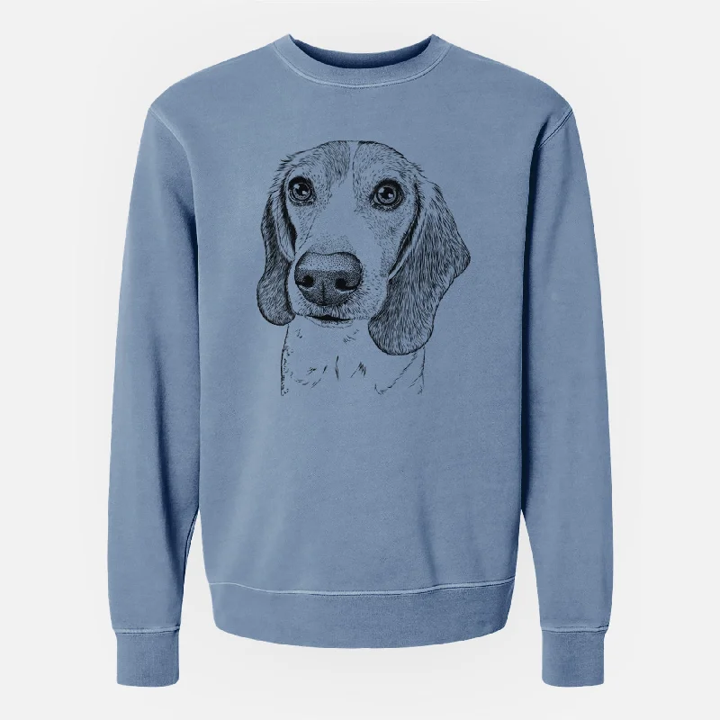 Bare Elvis the Bluetick Beagle - Unisex Pigment Dyed Crew Sweatshirt Hoodie with Gradient Ombre Colorful