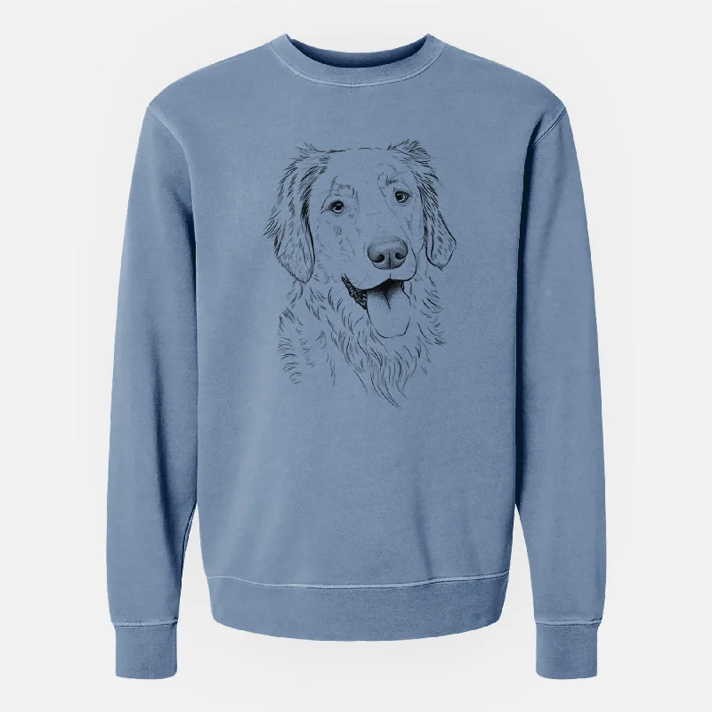 Bare Semba the Golden Retriever - Unisex Pigment Dyed Crew Sweatshirt Hoodie with Pocket Utility Practical