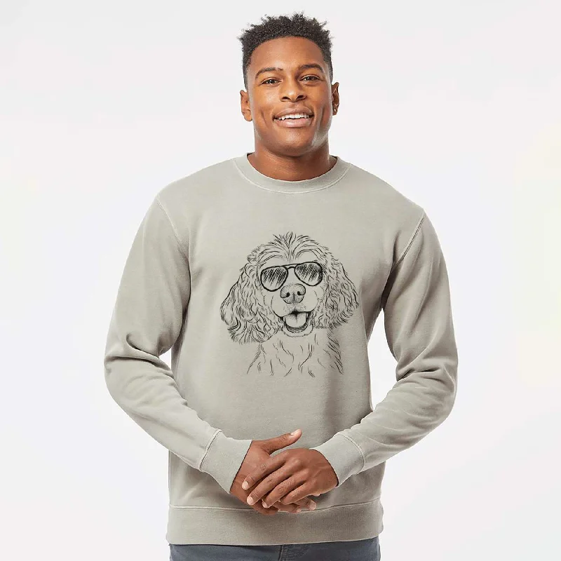 Aviator Cricket the American Cocker Spaniel - Unisex Pigment Dyed Crew Sweatshirt Hoodie Sweatshirt Pullover